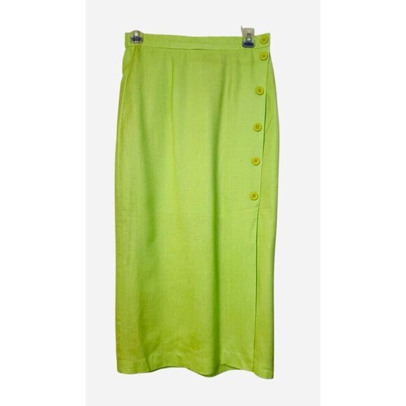 Requirements Linen Blend A-Line Skirt Bright Green Sz. 8  Professional Country C - Picture 1 of 8